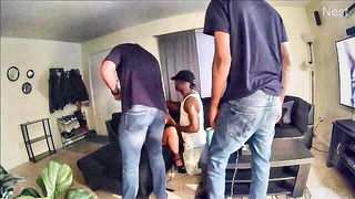 Still from Blonde wife sharing BBC threesome, older woman sex video