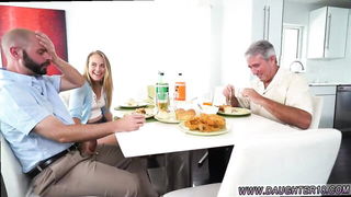 Alyssa teases older dinner date fuck tube scene