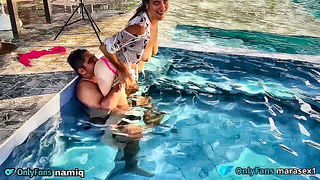 Indian wife poolside teasing fuck tube scene