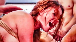 Still from Christy Lynn gangbang anal bondage, older woman sex video