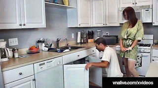 Charley Chase kitchen counter fuck mom porn scene