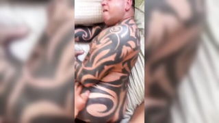 Tattooed mature bear dirty talk interracial porno scene