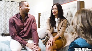 Mature wife watches interracial DP mom porn scene
