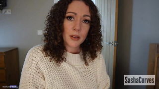 SashaCurves curvy MILF spreads legs interracial porno scene