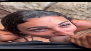 Still from Long haired wife fucked on shore, older woman sex video