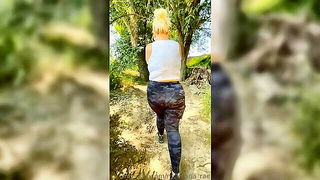 Blonde PAWG outdoor BBC fuck mom porn scene